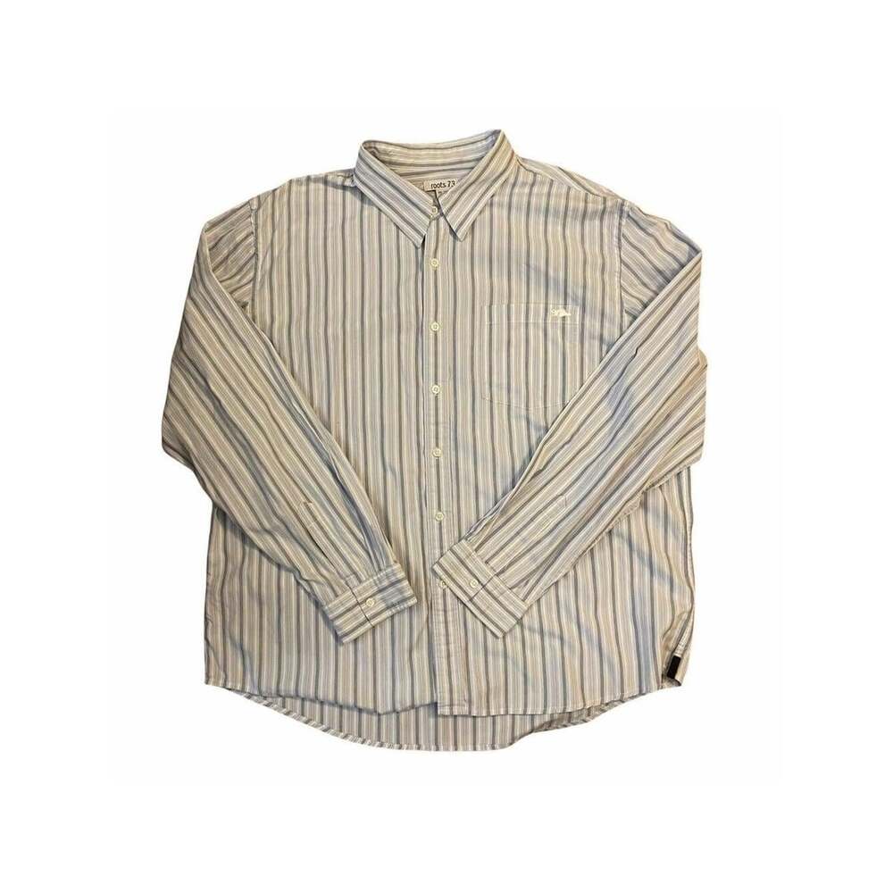 Roots Men's Blue and White Shirt